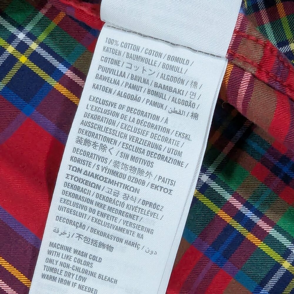 Abercrombie & Fitch Button Down Plaid Shirt Red Green and Blue - Picture 13 of 14